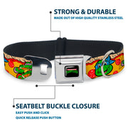 Classic TMNT Logo Seatbelt Buckle Collar - Classic Teenage Mutant Ninja Turtles 4-Turtle Faces Pepperoni Pizza/Turtles Pose16