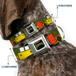 Classic TEENAGE MUTANT NINJA TURTLES Logo Full Color Seatbelt Buckle Collar - Classic TMNT Ninja Turtles Party Van All Sides Green/Yellow/Orange