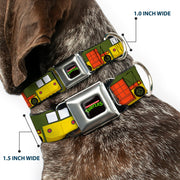 Classic TEENAGE MUTANT NINJA TURTLES Logo Full Color Seatbelt Buckle Collar - Classic TMNT Ninja Turtles Party Van All Sides Green/Yellow/Orange