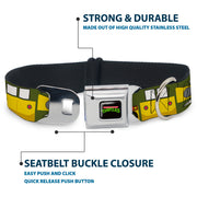 Classic TEENAGE MUTANT NINJA TURTLES Logo Full Color Seatbelt Buckle Collar - Classic TMNT Ninja Turtles Party Van All Sides Green/Yellow/Orange