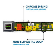 Classic TEENAGE MUTANT NINJA TURTLES Logo Full Color Seatbelt Buckle Collar - Classic TMNT Ninja Turtles Party Van All Sides Green/Yellow/Orange