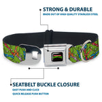 Classic TEENAGE MUTANT NINJA TURTLES Logo Seatbelt Buckle Collar - Teenage Mutant Ninja Turtles Faces Stacked Green/Multi Color