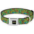 Load image into Gallery viewer, Classic TEENAGE MUTANT NINJA TURTLES Logo Seatbelt Buckle Collar - Teenage Mutant Ninja Turtles Faces Stacked Green/Multi Color
