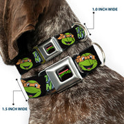 Classic TEENAGE MUTANT NINJA TURTLES Logo Seatbelt Buckle Collar - Teenage Mutant Ninja Turtles Faces and Icons Black/Multi Color