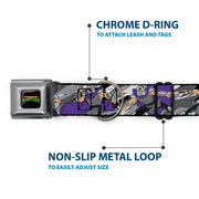 Classic TEENAGE MUTANT NINJA TURTLES Logo Seatbelt Buckle Collar - Teenage Mutant Ninja Turtles Shredder Action Poses Grays/Purple