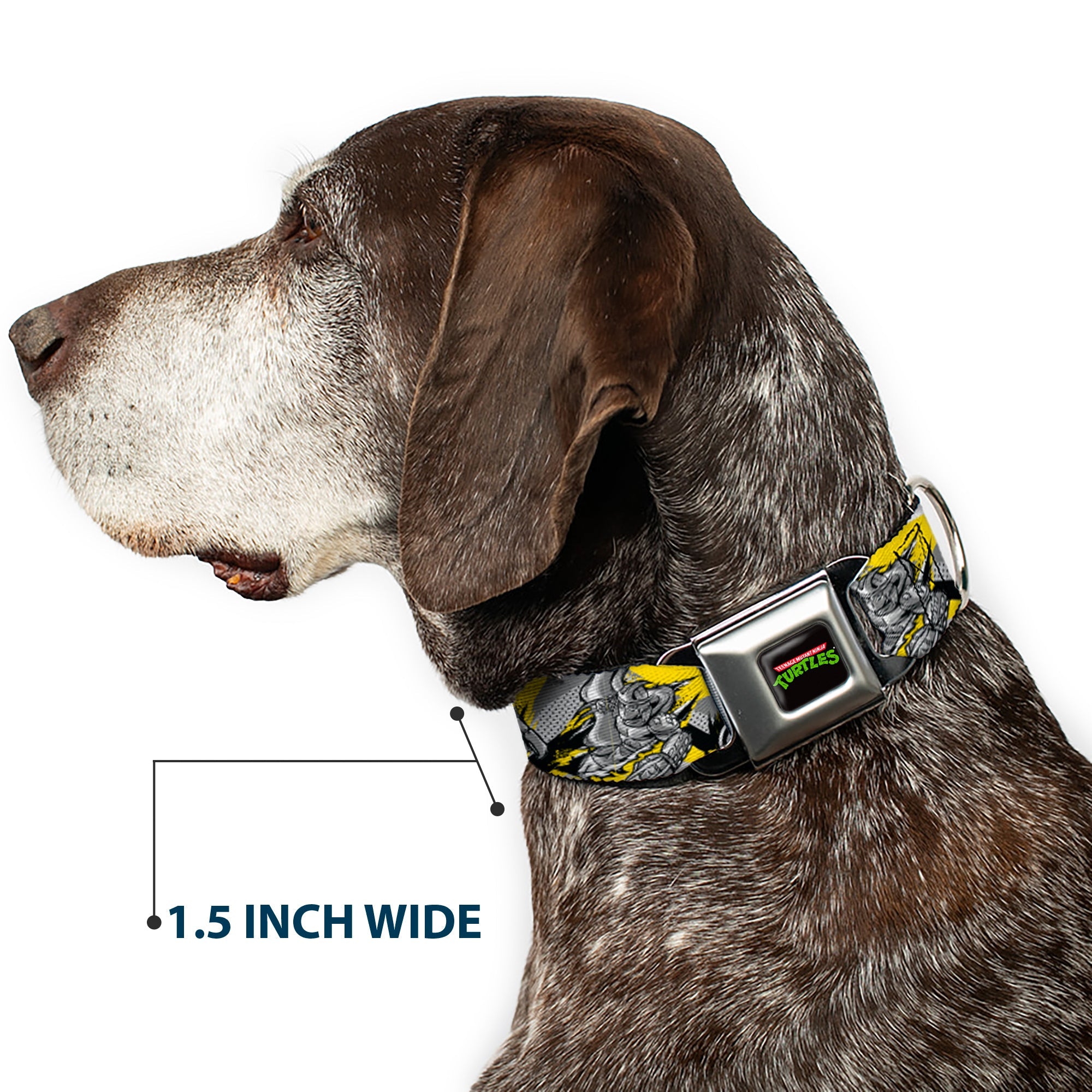 Classic TEENAGE MUTANT NINJA TURTLES Logo Seatbelt Buckle Collar - Teenage Mutant Ninja Turtles Shredder Pose and Icons Grays/Yellow