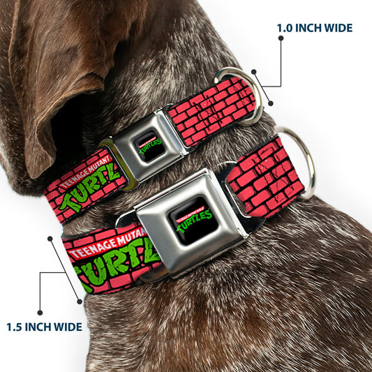 Classic TEENAGE MUTANT NINJA TURTLES Logo Seatbelt Buckle Collar - TEENAGE MUTANT NINJA TURTLES Brick Title Logo Red