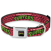 Classic TEENAGE MUTANT NINJA TURTLES Logo Seatbelt Buckle Collar - TEENAGE MUTANT NINJA TURTLES Brick Title Logo Red