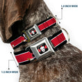 Load image into Gallery viewer, Casey Jones Head/Stripe Black/Red/White Seatbelt Buckle Collar - Casey Jones Baseball & Hockey Stick CLOSE-UP Stripe Black/White/Red

