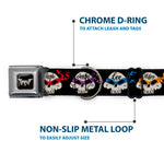 Road Rebel TMNT Logo Black/Gray Seatbelt Buckle Collar - TMNT 4-Turtle Road Rebel Skulls Black