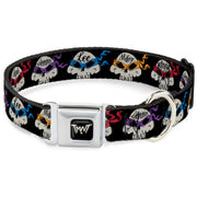 Road Rebel TMNT Logo Black/Gray Seatbelt Buckle Collar - TMNT 4-Turtle Road Rebel Skulls Black