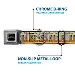 TEENAGE MUTANT NINJA TURTLES Logo Full Color Black Seatbelt Buckle Collar - Teenage Mutant Ninja Turtles Battle Foot Soldiers Ninjas Video Game Scene Tan