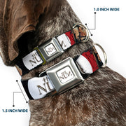 THE NUN Text Logo Full Color White/Grays Seatbelt Buckle Collar - THE NUN Sister Irene Poses Collage
