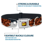 POST COCOA PEBBLES Logo Full Color Brown/Yellows Seatbelt Buckle Collar - Cocoa Pebbles Vivid Cereal CLOSE-UP Browns