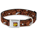 Load image into Gallery viewer, POST COCOA PEBBLES Logo Full Color Brown/Yellows Seatbelt Buckle Collar - Cocoa Pebbles Vivid Cereal CLOSE-UP Browns
