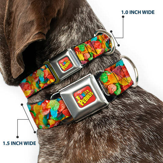 POST FRUITY PEBBLES Logo Full Color Red/Multi Color Seatbelt Buckle Collar - Fruity Pebbles Vivid Cereal CLOSE-UP Multi Color