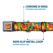 POST FRUITY PEBBLES Logo Full Color Red/Multi Color Seatbelt Buckle Collar - Fruity Pebbles Vivid Cereal CLOSE-UP Multi Color