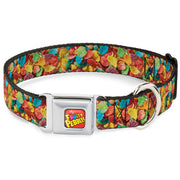 POST FRUITY PEBBLES Logo Full Color Red/Multi Color Seatbelt Buckle Collar - Fruity Pebbles Vivid Cereal CLOSE-UP Multi Color