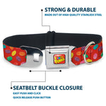 POST FRUITY PEBBLES Logo Full Color Red/Multi Color Seatbelt Buckle Collar - Fruity Pebbles Cereal Pebbles Scattered Red/Multi Color