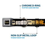 THE POLAR EXPRESS Text Logo Full Color Black/Golds Seatbelt Buckle Collar - POLAR EXPRESS Train Cars Black/Golds