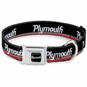 PLYMOUTH Text Logo Full Color Black/White Seatbelt Buckle Collar - PLYMOUTH Text/Stripe Black/White/Gray/Red