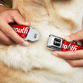 Load image into Gallery viewer, PLYMOUTH Text Logo Full Color Black/White Seatbelt Buckle Collar - PLYMOUTH Text Logo Red/White
