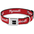 Load image into Gallery viewer, PLYMOUTH Text Logo Full Color Black/White Seatbelt Buckle Collar - PLYMOUTH Text Logo Red/White
