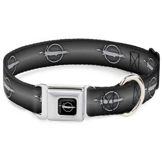 Barracuda Emblem Full Color Black/Silver Seatbelt Buckle Collar - Barracuda Emblem Repeat Gray Fade/Silver