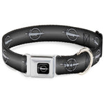Barracuda Emblem Full Color Black/Silver Seatbelt Buckle Collar - Barracuda Emblem Repeat Gray Fade/Silver