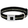 Load image into Gallery viewer, BARRACUDA Script Logo Full Color Black/White Seatbelt Buckle Collar - BARRACUDA Script Stripe/Monogram Black/Gray/Olive/Silver

