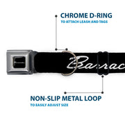 BARRACUDA Script Logo Full Color Black/White Seatbelt Buckle Collar - BARRACUDA Script Logo Black/Silver