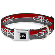Plymouth GTX Emblem Full Color Black/Silver Fade/White Seatbelt Buckle Collar - Plymouth GTX Emblem/Stripe Red/White/Grays