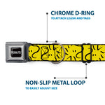 PEANUTS Title Logo Full Color Black/White Seatbelt Buckle Collar - Peanuts Woodstock Line Face Line Art Yellow/Black