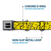 PEANUTS Title Logo Full Color Black/White Seatbelt Buckle Collar - Peanuts Woodstock Line Face Line Art Yellow/Black