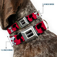 Load image into Gallery viewer, PEANUTS Title Logo Full Color Black/White Seatbelt Buckle Collar - Peanuts Snoopy Walking/Silhouette Pose Red/Black/White
