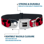 PEANUTS Title Logo Full Color Black/White Seatbelt Buckle Collar - Peanuts Snoopy Walking/Silhouette Pose Red/Black/White