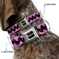 Load image into Gallery viewer, PEANUTS Title Logo Full Color Black/White Seatbelt Buckle Collar - Peanuts Charlie Brown Zig Zag Stripe Pink/Black
