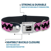 PEANUTS Title Logo Full Color Black/White Seatbelt Buckle Collar - Peanuts Charlie Brown Zig Zag Stripe Pink/Black