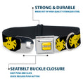 Load image into Gallery viewer, PEANUTS Title Logo Full Color Yellow/White Seatbelt Buckle Collar - Peanuts Woodstock Face Flip Black/Yellow

