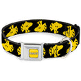 Load image into Gallery viewer, PEANUTS Title Logo Full Color Yellow/White Seatbelt Buckle Collar - Peanuts Woodstock Face Flip Black/Yellow
