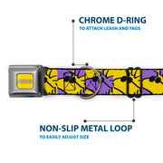 PEANUTS Title Logo Full Color Yellow/White Seatbelt Buckle Collar - Peanuts Woodstock Shades Pose Blocks Blue/Yellow/Black