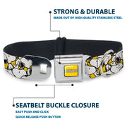 PEANUTS Title Logo Full Color Yellow/White Seatbelt Buckle Collar - Peanuts Snoopy Pose Stacked Yellow
