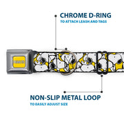 PEANUTS Title Logo Full Color Yellow/White Seatbelt Buckle Collar - Peanuts Snoopy Pose Stacked Yellow