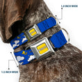 Load image into Gallery viewer, PEANUTS Title Logo Full Color Yellow/White Seatbelt Buckle Collar - Peanuts Snoopy Running and Woodstock Pose Blue
