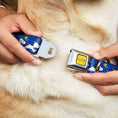 Load image into Gallery viewer, PEANUTS Title Logo Full Color Yellow/White Seatbelt Buckle Collar - Peanuts Snoopy Running and Woodstock Pose Blue
