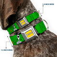 Load image into Gallery viewer, PEANUTS Title Logo Full Color Yellow/White Seatbelt Buckle Collar - Peanuts Snoopy and Woodstock Laughing HAHA Pose Green
