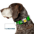 Load image into Gallery viewer, PEANUTS Title Logo Full Color Yellow/White Seatbelt Buckle Collar - Peanuts Snoopy and Woodstock Laughing HAHA Pose Green
