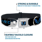 Pontiac Firebird Logo Black/Blues Seatbelt Buckle Collar - Pontiac FIREBIRD/Logo Black/Grays/Blues