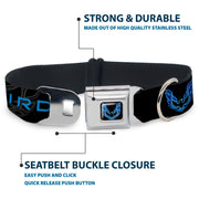 Pontiac Firebird Logo Black/Blues Seatbelt Buckle Collar - Pontiac FIREBIRD/Logo Black/Grays/Blues