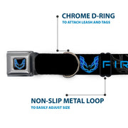 Pontiac Firebird Logo Black/Blues Seatbelt Buckle Collar - Pontiac FIREBIRD/Logo Black/Grays/Blues